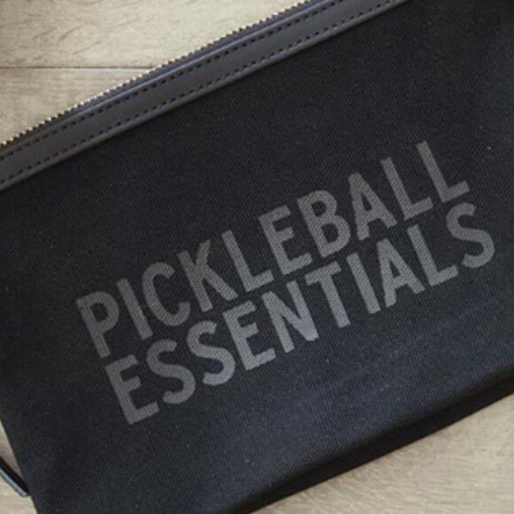 Black Canvas Pickleball Essentials Pouch Clutch Leather Trim - Picture 3 of 5